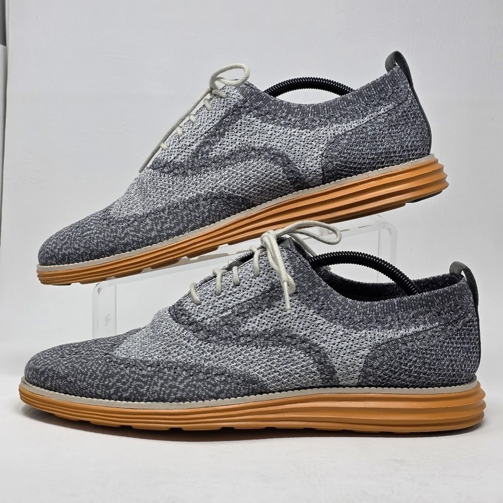 Cole Haan Grand OS Low Cut Mens Size 11M Gray Orange Knit Shoes Sneakers C28447